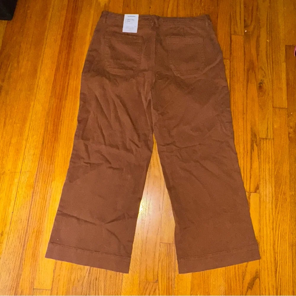 NWT Sonoma Wide-Leg Brown Ankle Pants High Rise - Picture 3 of 9